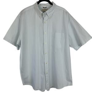 J Crew Shirt Mens XL Blue Stripe Classic Oxford Button Down Short Sleeve Preppy